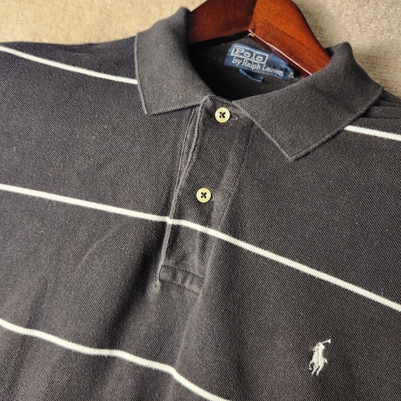 Polo Ralph Lauren Other - Polo Ralph Lauren Mens Large Black White Striped Short Sleeve Pique Polo Shirt
